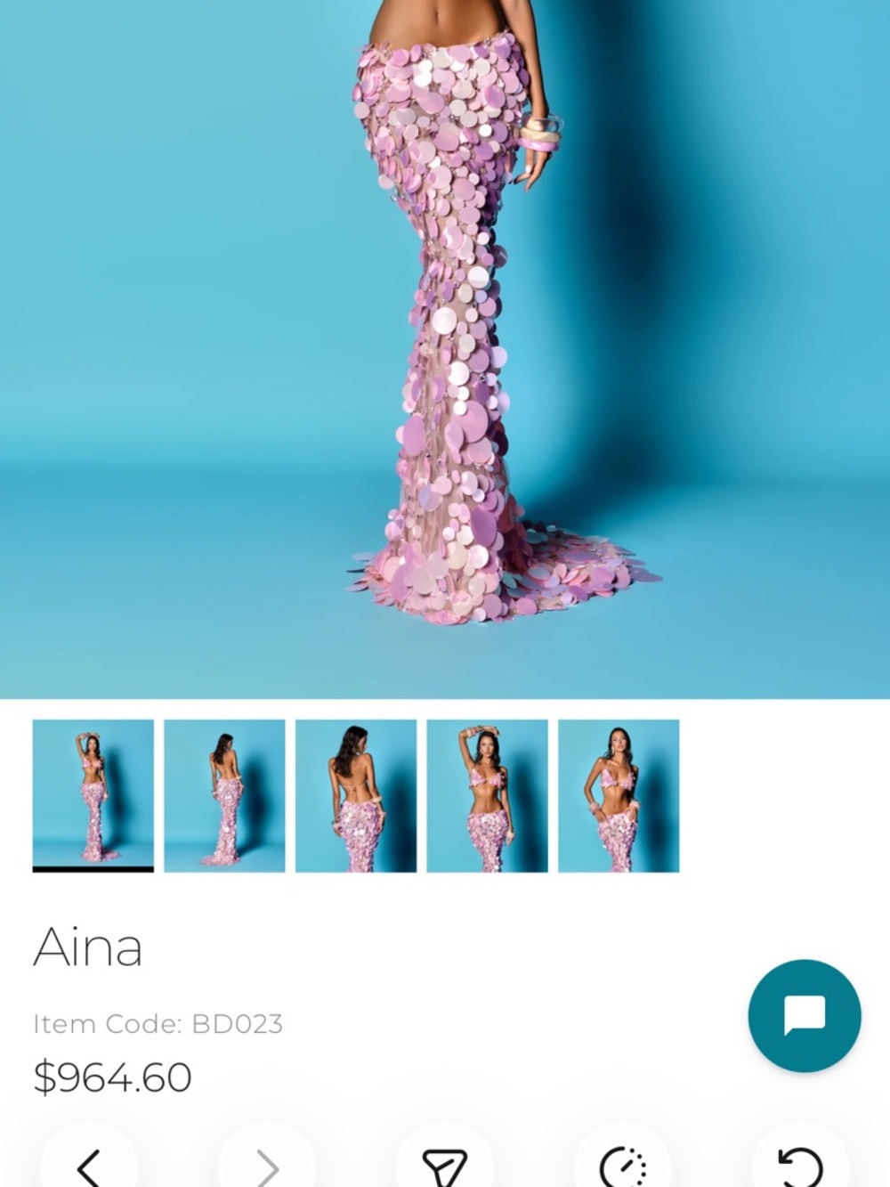 Ina Pink Sequin Disc Mermaid Gown